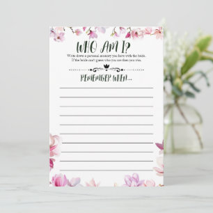 Vrijgezellenfeest Remember Me-spel Kaart