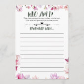 Vrijgezellenfeest Remember Me-spel Kaart (Voorkant)