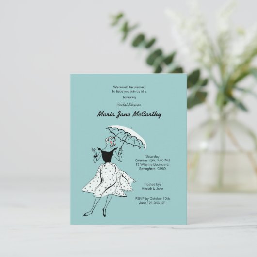 Vrijgezellenfeest Retro  Chic Vrouw Kaart (Staand voorkant)