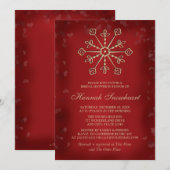 VRIJGEZELLENFEEST RODE EN GOUDE SNOWFLAKE KAART (Voorkant / Achterkant)