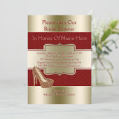 Vrijgezellenfeest | Rode gouden glitterschoenen Kaart (Staand voorkant)