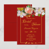 Vrijgezellenfeest rode goudmeel briefkaart (Voorkant / Achterkant)