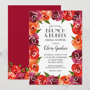 Vrijgezellenfeest rode Oranje Waterverf bloemen Kaart