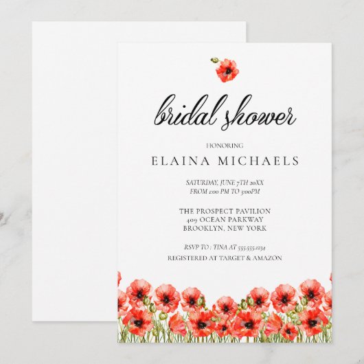  Vrijgezellenfeest rode papaver Kaart (Voorkant / Achterkant)