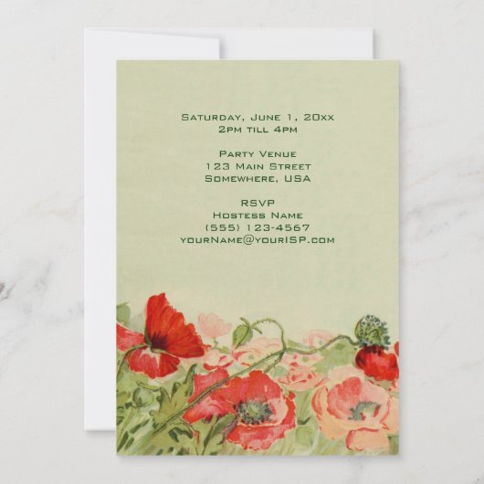  Vrijgezellenfeest, rode papaverbloem Kaart (Achterkant)