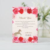 Vrijgezellenfeest rode rozen bedankkaart (Staand voorkant)