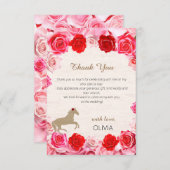 Vrijgezellenfeest rode rozen bedankkaart (Voorkant / Achterkant)