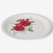 Vrijgezellenfeest rode rozen papieren bordje (Gekanteld)