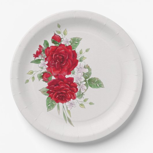 Vrijgezellenfeest rode rozen papieren bordje (Voorkant)