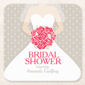 vrijgezellenfeest rode witte jurk aangepast onderz kartonnen onderzetters (Voorkant)