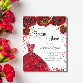 Vrijgezellenfeest rode witte jurk uitnodiging