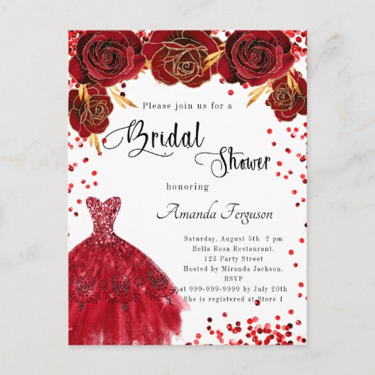 Vrijgezellenfeest rode witte rozen bloemen uitnodiging briefkaart (Voorkant)