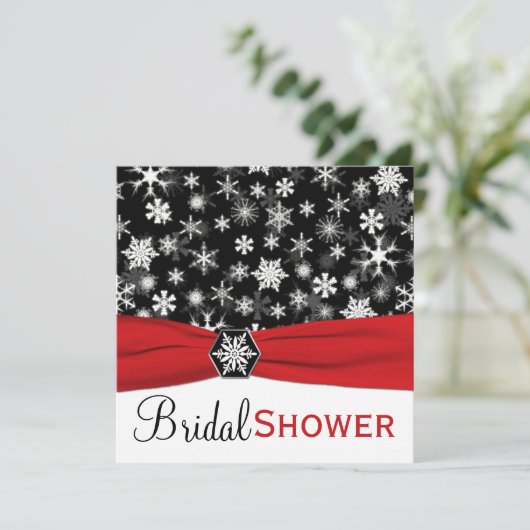 Vrijgezellenfeest Rode, witte, zwarte sneeuwvlokke Kaart (Staand voorkant)