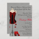 Vrijgezellenfeest Rode & Zwarte Lingerie Kaart (Voorkant / Achterkant)