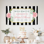 Vrijgezellenfeest Romantic Floral Stripes Spandoek