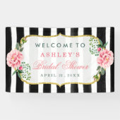 Vrijgezellenfeest Romantic Floral Stripes Spandoek (Horizontaal)