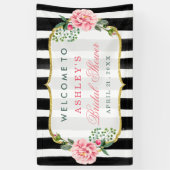 Vrijgezellenfeest Romantic Floral Stripes Spandoek (Verticaal)