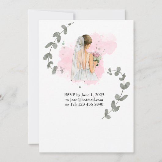 VRIJGEZELLENFEEST, romantisch bridethema Kaart (Achterkant)