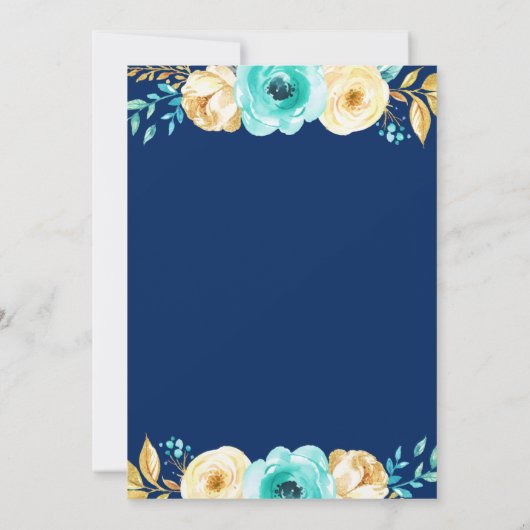 Vrijgezellenfeest Romantische marine Blue Blauwgro Kaart (Achterkant)