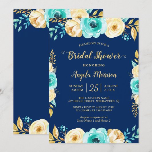 Vrijgezellenfeest Romantische marine Blue Blauwgro Kaart (Voorkant / Achterkant)