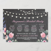vrijgezellenfeest rondweg Bachelorette roze Floral Programmakaart (Voorkant / Achterkant)