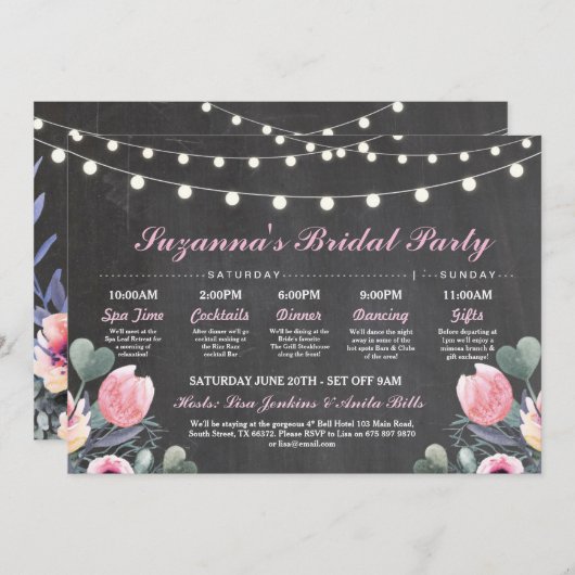 vrijgezellenfeest rondweg Bachelorette roze Floral Programmakaart (Voorkant / Achterkant)