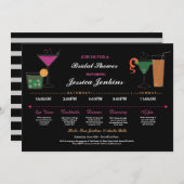 vrijgezellenfeest rondweg zwart/roze strook programmakaart (Voorkant / Achterkant)