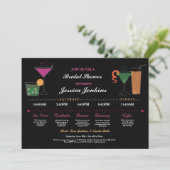 vrijgezellenfeest rondweg zwart/roze strook programmakaart (Staand voorkant)