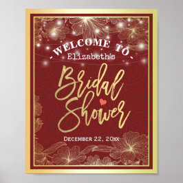 Vrijgezellenfeest rood en goudflens Lijst Welkomst Poster