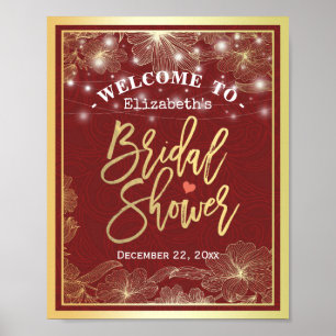 Vrijgezellenfeest rood en goudflens Lijst Welkomst Poster