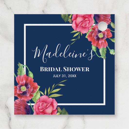 Vrijgezellenfeest Rood en Roze Bloemen Donkere mar Bedankjes Labels (Achterkant)