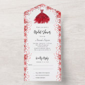 Vrijgezellenfeest rood jurkje wit RSVP All In One Uitnodiging (Binnen)