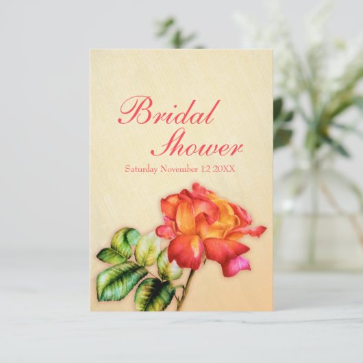 Vrijgezellenfeest rood oranje geel roos kaart (Staand voorkant)