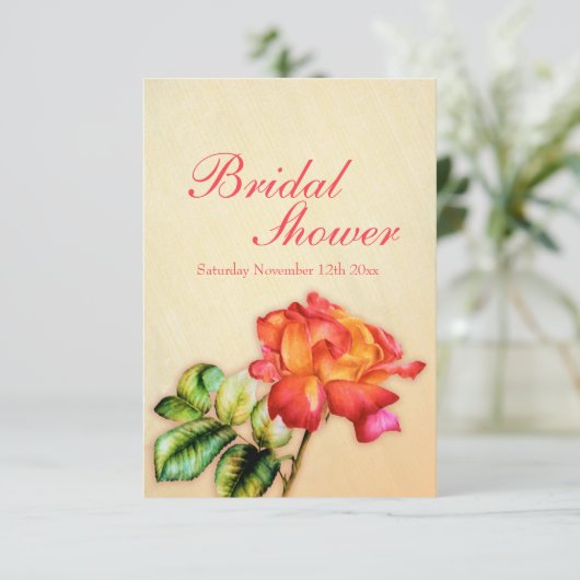 Vrijgezellenfeest rood oranje geel roos kaart (Staand voorkant)