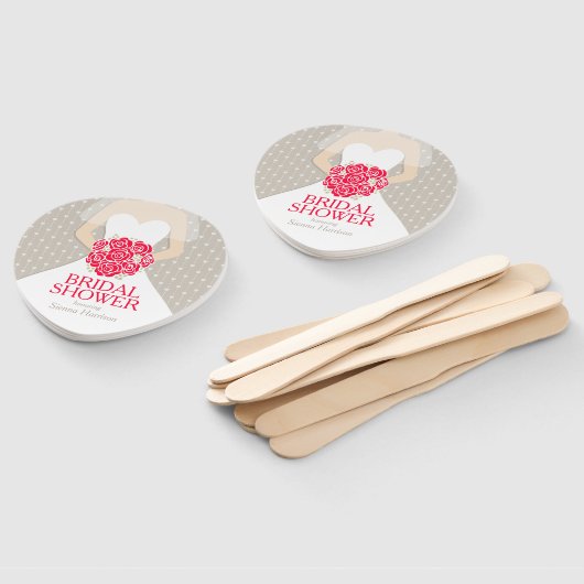 Vrijgezellenfeest rood roos wit jurk aangepaste fa handwaaier (Niet-gemonteerd)