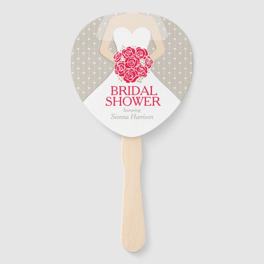 Vrijgezellenfeest rood roos wit jurk aangepaste fa handwaaier (Achterkant)