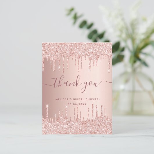 Vrijgezellenfeest roos Gold Blush Pink Bedankt Briefkaart (Staand voorkant)