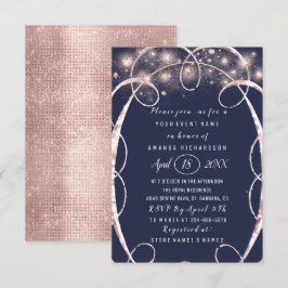 Vrijgezellenfeest Roos Gold Confetti Blue Navy Kaart