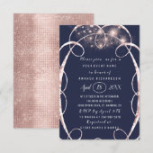 Vrijgezellenfeest Roos Gold Confetti Blue Navy Kaart (Voorkant / Achterkant)