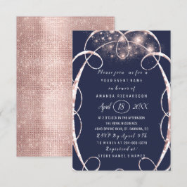 Vrijgezellenfeest Roos Gold Confetti Blue Navy Kaart
