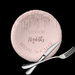 Vrijgezellenfeest roos Gold Drips Party Papieren Kommen<br><div class="desc">Een rozen gouden achtergrond,  versierd met rozen gouddruppels,  verfdruppelende look. De tekst: De naam is geschreven in donkergoud roos met een groot modern handgeschreven stijlschrift. Personaliseer en voeg een datum,  naam toe.</div>
