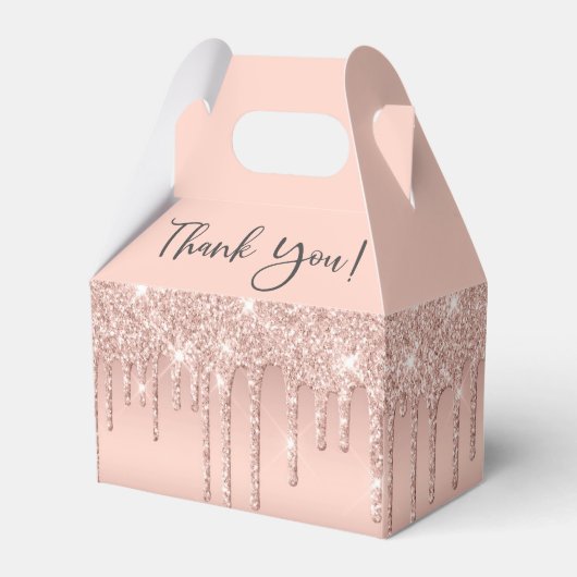 Vrijgezellenfeest Roos Gold Glitter Hartelijk dank Bedankdoosjes (Voorkant Zijde)