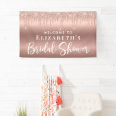 Vrijgezellenfeest Roos Gold Glitter Welkom Spandoek (Insitu)