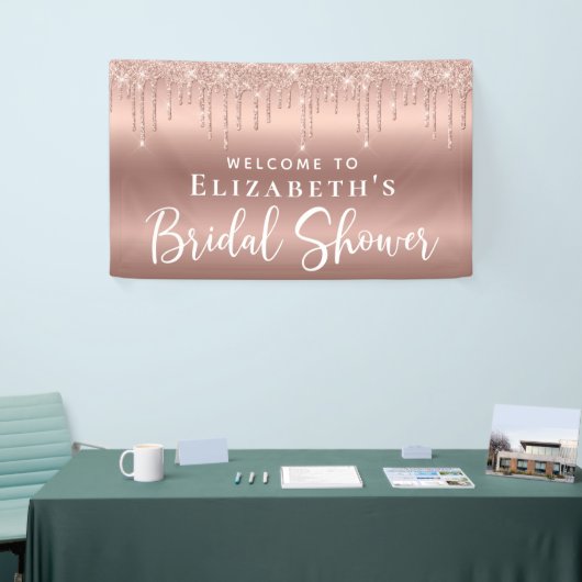 Vrijgezellenfeest Roos Gold Glitter Welkom Spandoek (Beurs)