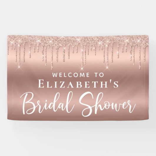 Vrijgezellenfeest Roos Gold Glitter Welkom Spandoek (Horizontaal)