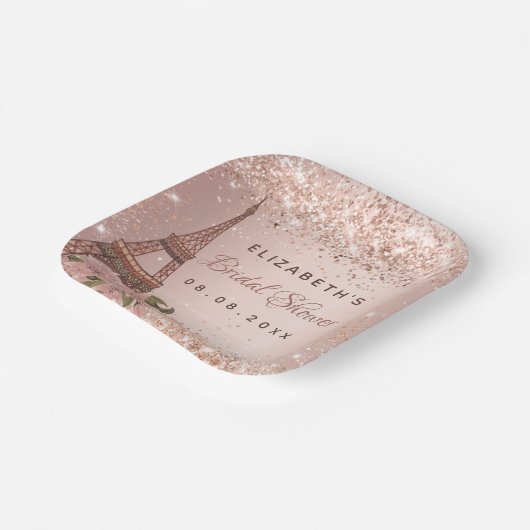 Vrijgezellenfeest roos Gold Paris Eiffeltoren Papieren Bordje (Gebogen)