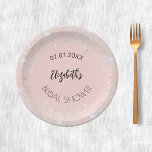 Vrijgezellenfeest roos Gold Silver Sparkles Naam Papieren Bordje<br><div class="desc">Een rozen gouden,  blush achtergrond met faux silver sprankelingen. De tekst: De naam is geschreven met een groot modern handgeschreven stijlschrift. Personaliseer en voeg een datum,  naam toe.</div>