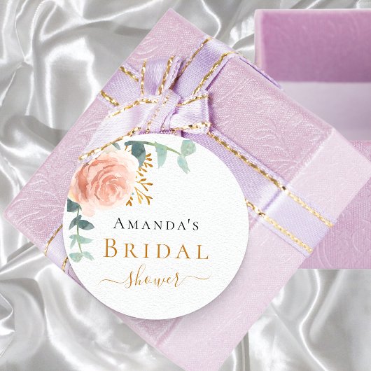 Vrijgezellenfeest roos goud florale eucalyptusgroe ronde sticker