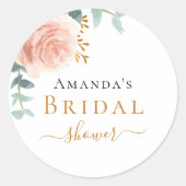Vrijgezellenfeest roos goud florale eucalyptusgroe ronde sticker (Voorkant)