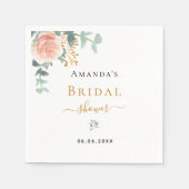 Vrijgezellenfeest roos goud florale eucalyptusgroe servet (Voorkant)